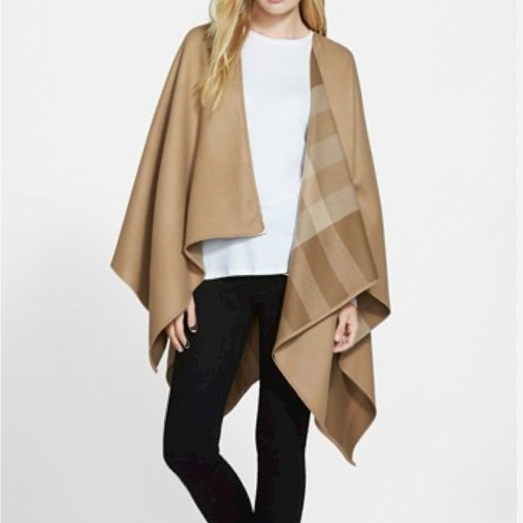 Check Wool Burberry Charlotte Cape Merino Wool Burberry Reversible